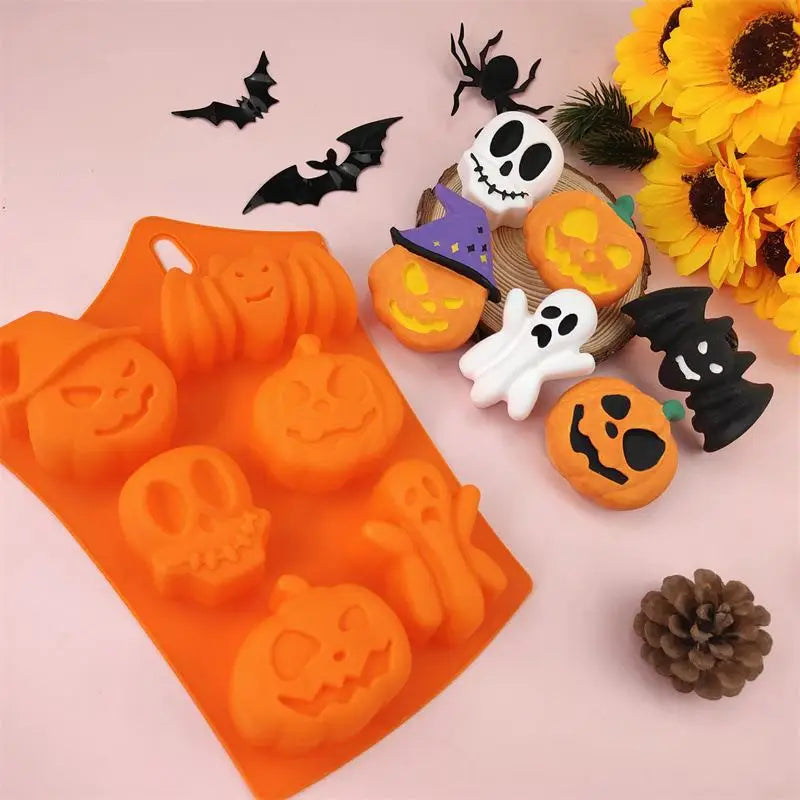 Pumpkin Halloween Silicone Mold for Cake Biscuit Candy Baking Skull Bat Spider Trick Or Treat kid Children Halloween Party Decor