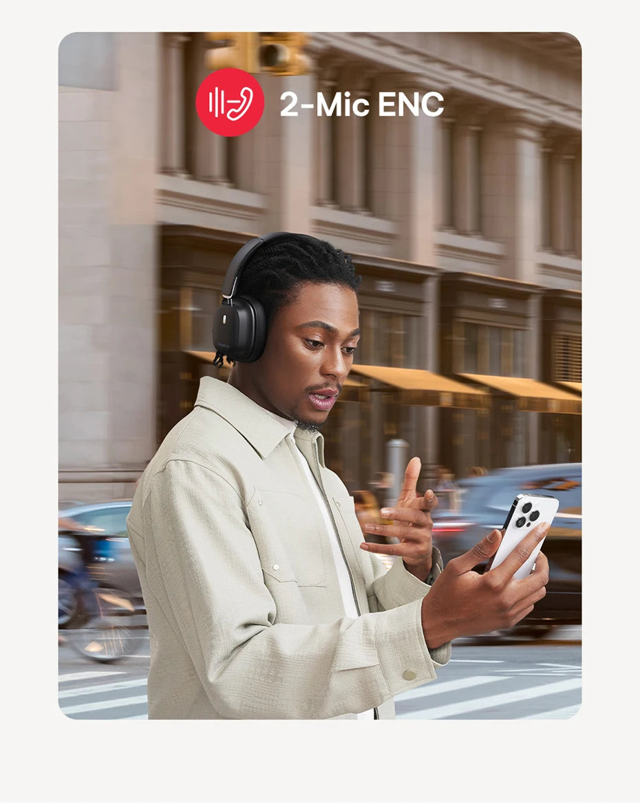 Baseus Bowie 30 Max Bluetooth Headphones 45dB Noise Cancellation Hi-res LDAC Over Ear Headset 3D Spatial Audio Wireless Earphone