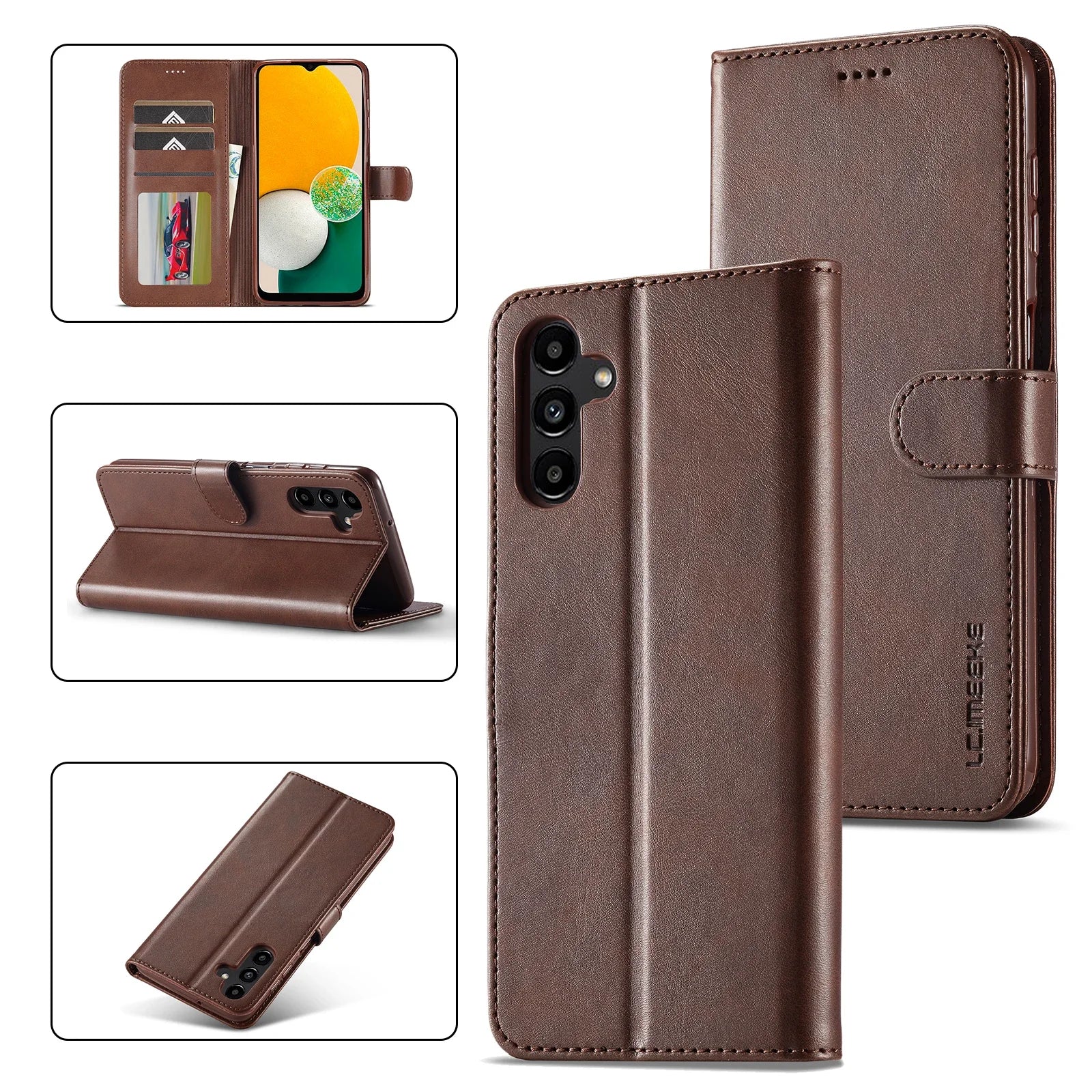 Leather Flip Case For Samsung Galaxy A55 A15 A25 A35 A16 A36 A06 A56 A17 A05S A14 A24 A34 A54 A13 A23 A33 A53 Wallet Cover A52