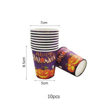 Halloween Disposable Tableware Horror Pumpkin Ghost Purple Plates Napkins Cups Tablecloth Halloween Party Home Decor Supplies