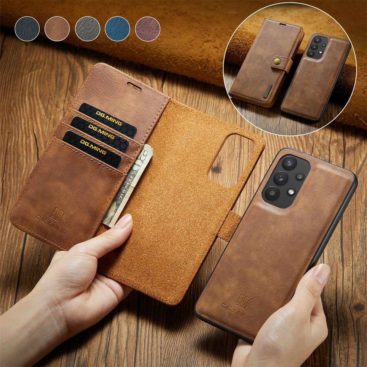 Detachable Magnetic Leather Case for Samsung Galaxy S24 S23 S22 Plus Ultra A14 A24 A34 A54 A53 A15 A35 A55 5G Wallet Card Holder