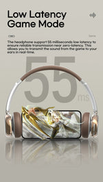 Sansui DT11 ANC Wireless Bluetooth 5.4 Headphone -45dB Active Noise Reduction Headsets 50H Playtime Over Ear Retro Earphones