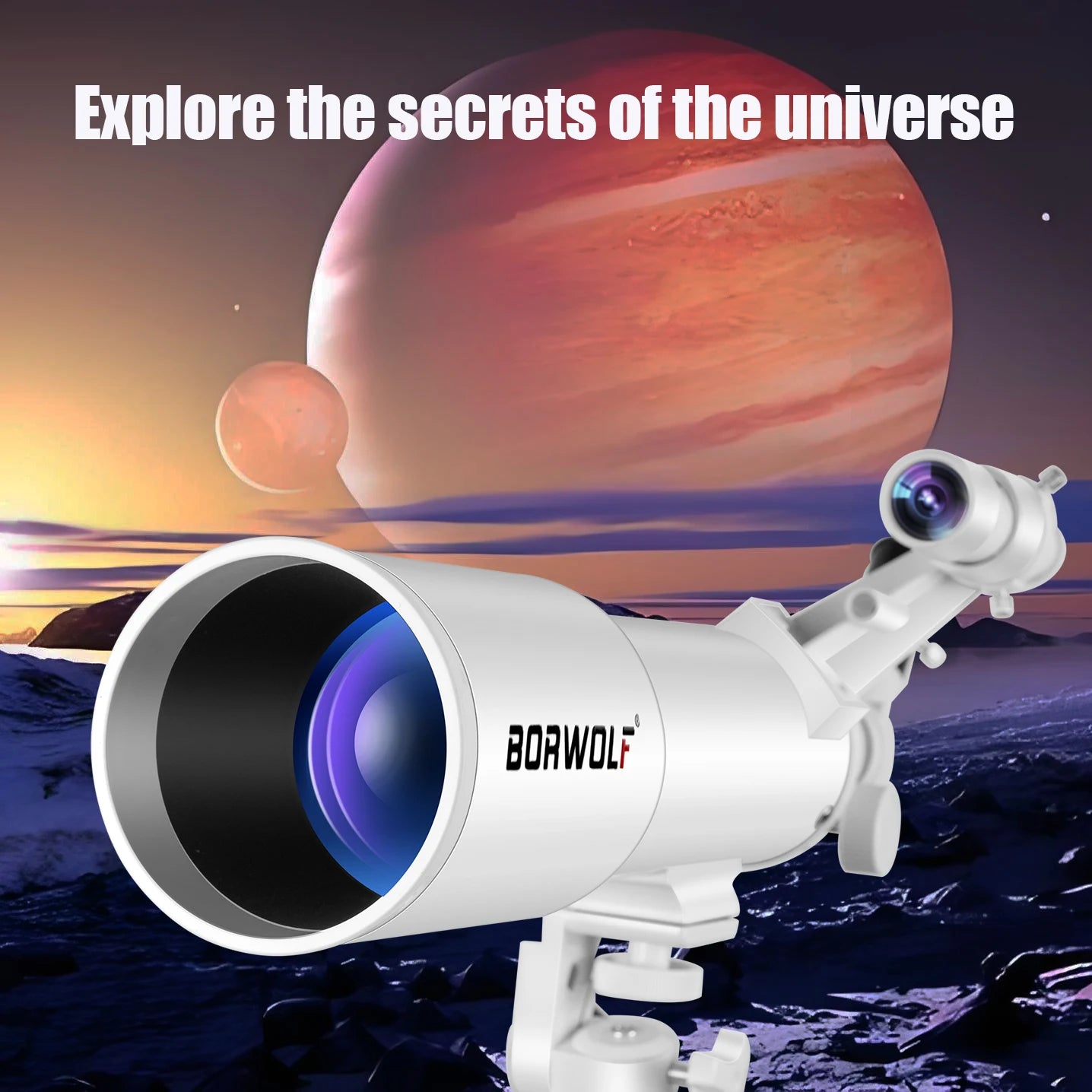 BORWOLF AZ70500 refracting astronomical telescope 70MM large aperture 25X-416X for observing the moon and planets