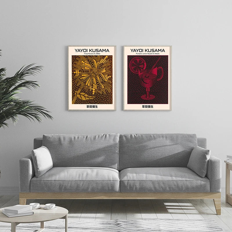 Japanese Minimalist Poster Yayoi Kusama Canvas Paintings Abstract Art Print Wall Art Picture for Living Room Cuadros Home Decor