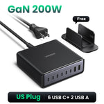 UGREEN 200W GaN Charger 8 in 1 Desktop Laptop Fast Charging Stand For iPhone 17 16 15 Pro Max Macbook Air Xiaomi Samsung Tablets