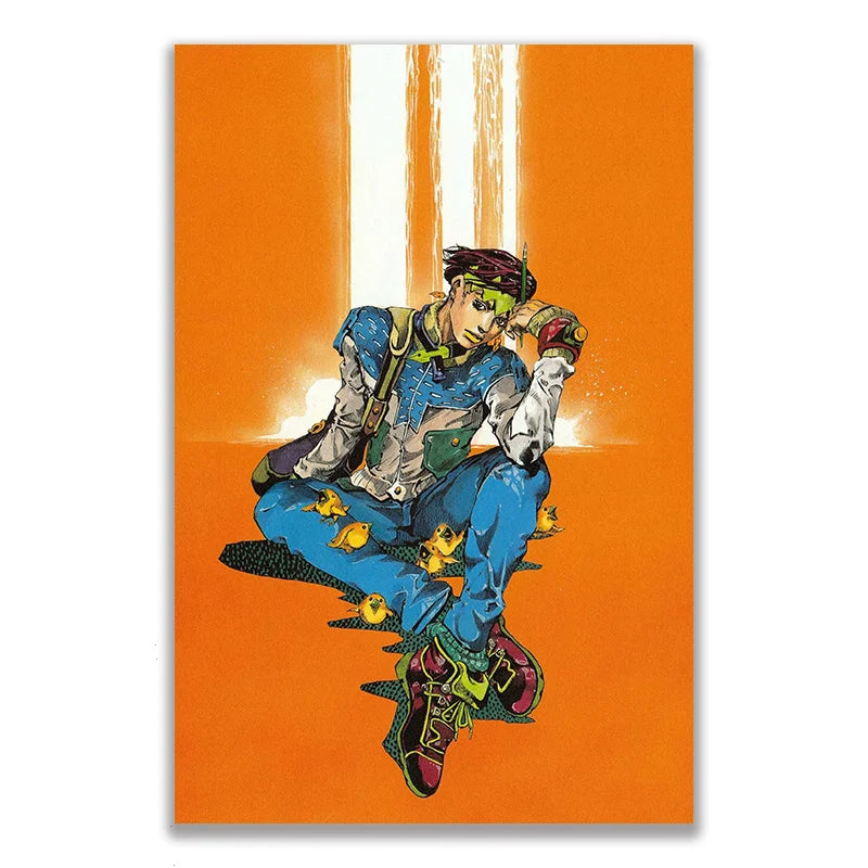Anime JOJO Bizarre Adventure Retro Poster Canvas Wall Art Printing Waterproof Home Living Bed Room Bar Hallway Aesthetic Decor