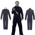 Michael Myers Costume Cosplay Horror Demon Killer Blue Working Clothes for Men Disguise Halloween Suit for Adults