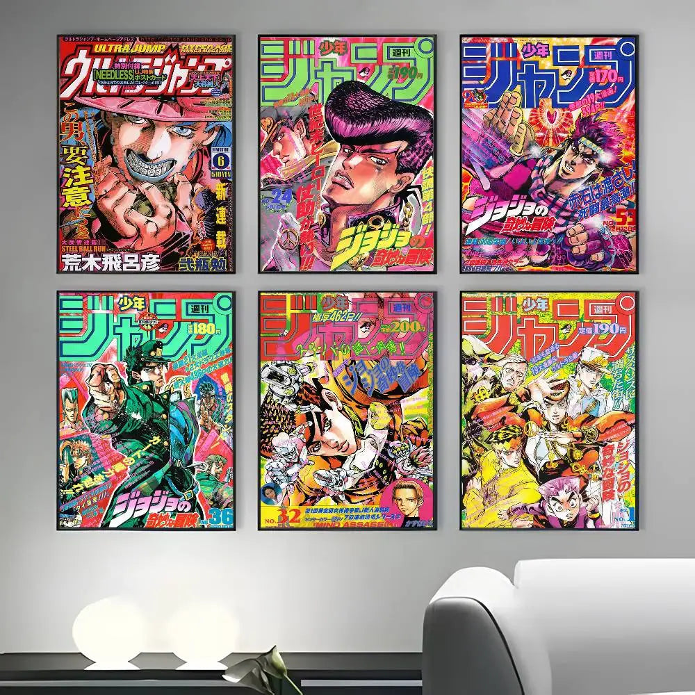 Anime J-JoJo Bizarre Adventure Poster Sticky Wall Art Printing Waterproof Home Living Bed Room Bar Aesthetic Decor