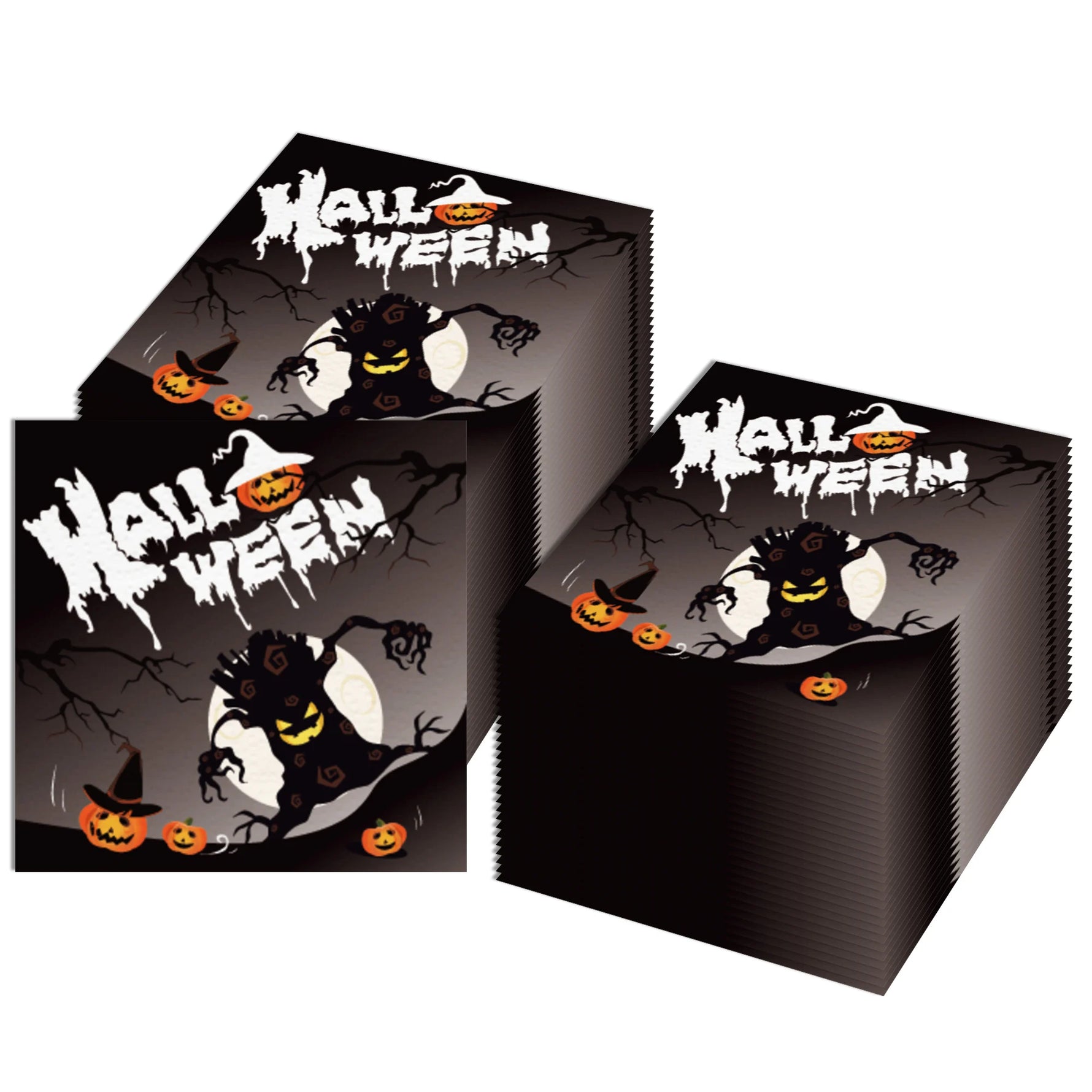 20/40/60/80/100pcs Halloween Theme Party Disposable Napkins Cocktail Napkin Bat Spider Pumpkin Halloween Holiday Decor Tableware