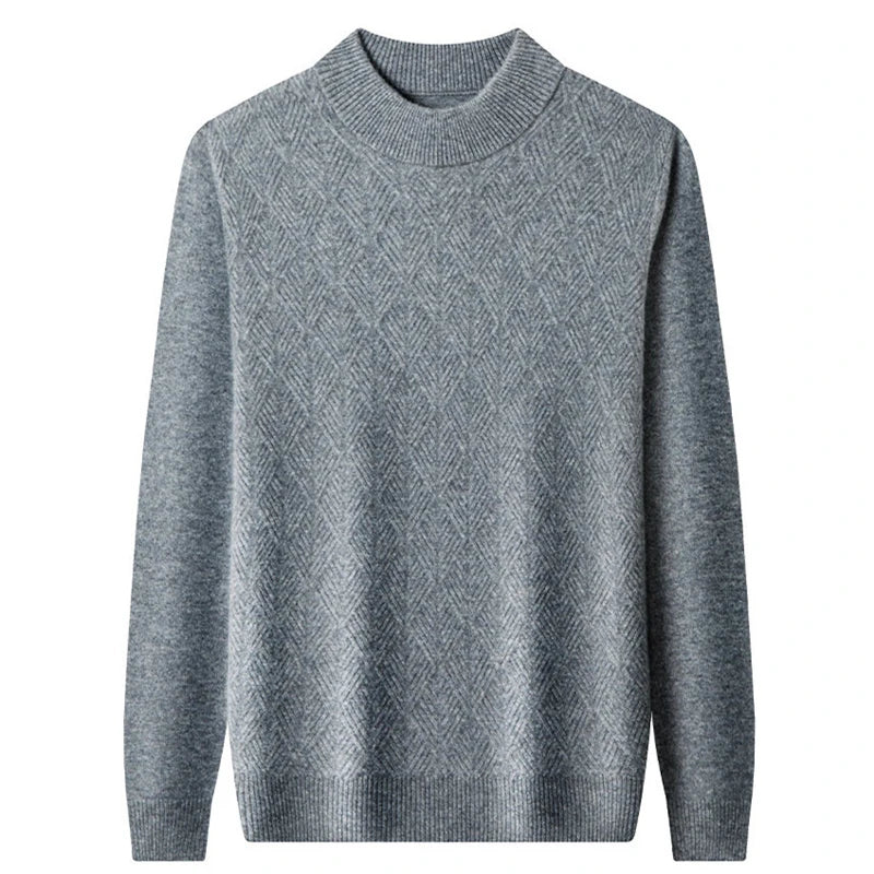 High Quality Winter Men's Mock Neck Knitted Sweater Solid Color Thick Warm Knit Pullovers Men Slim Fit Smart Casual Sweaters