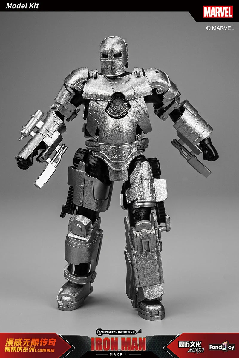 Fondjoy Marvel Iron Man MK1 Assemble Toy ABS Material First Generation Iron Man 1/12 Action Figures Toy Birthday Gifts for Boys