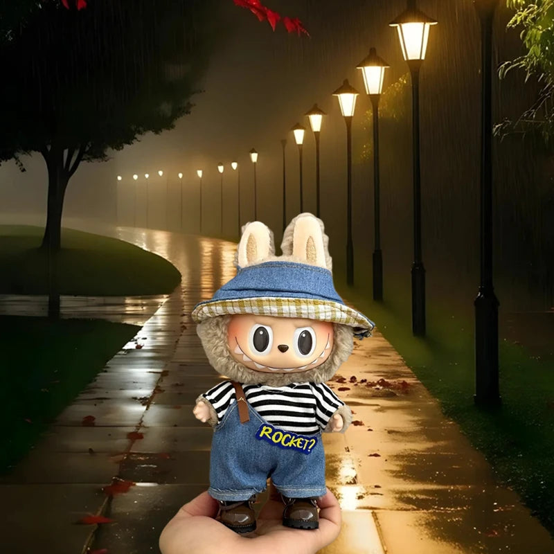 For 15/17cm Labubu V1 V2 Doll Clothing Fashion Hoodie and Pants Set Korean Idol Trendy DIY Doll Clothing Accessories Toy Gift