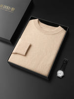 Men 100% Cashmere Thick Sweaters High Stretch Knitted Pullovers  2023 Winter Office Male Fashion  Loose Casual Tops DX01
