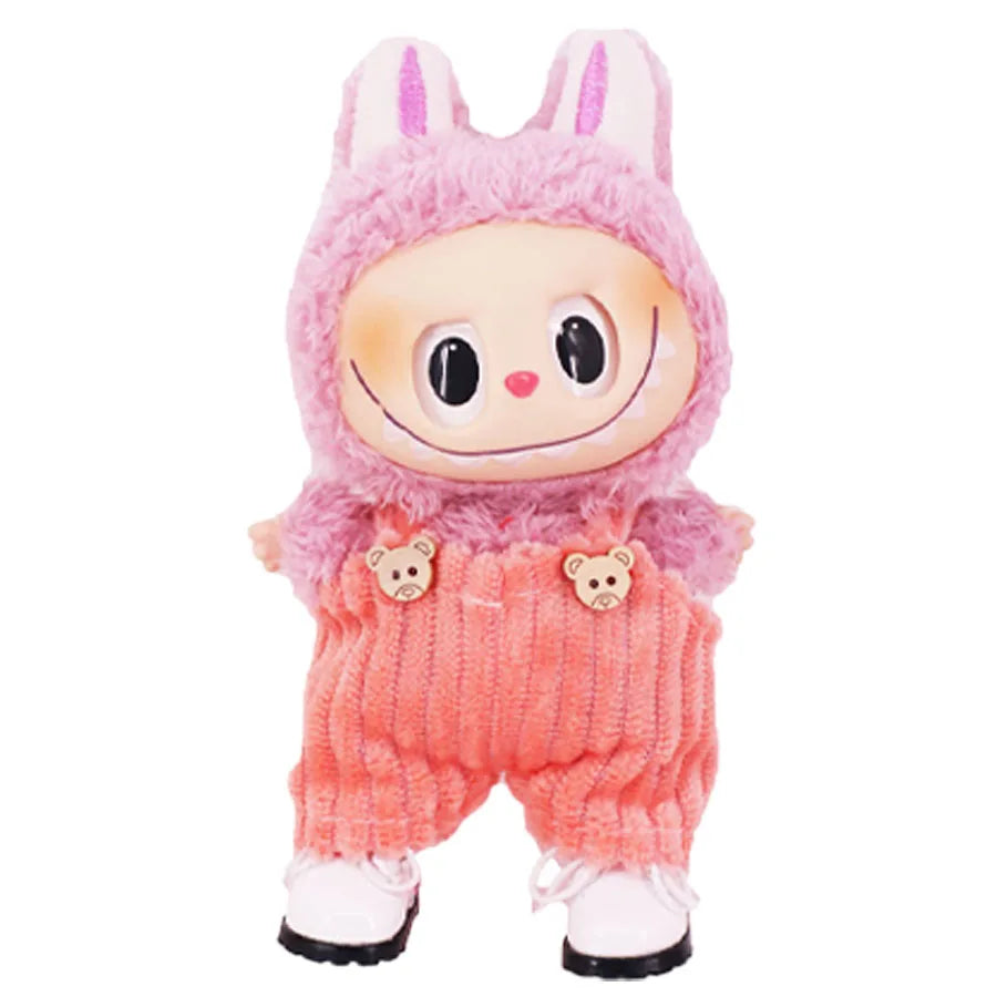 For 17Cm Plush Doll Labubu Clothes Accessories Pants Skirts Cute Overall Doll Shoes Leather Shoes Martin Boots Holiday Gifts
