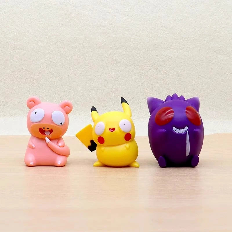 8Pcs/set Pokemon Figures Cutes Yusan Silly Toys Pikachu Bulbasaur Squirtle Charmander Action Figure Cartoon Doll Model Toys