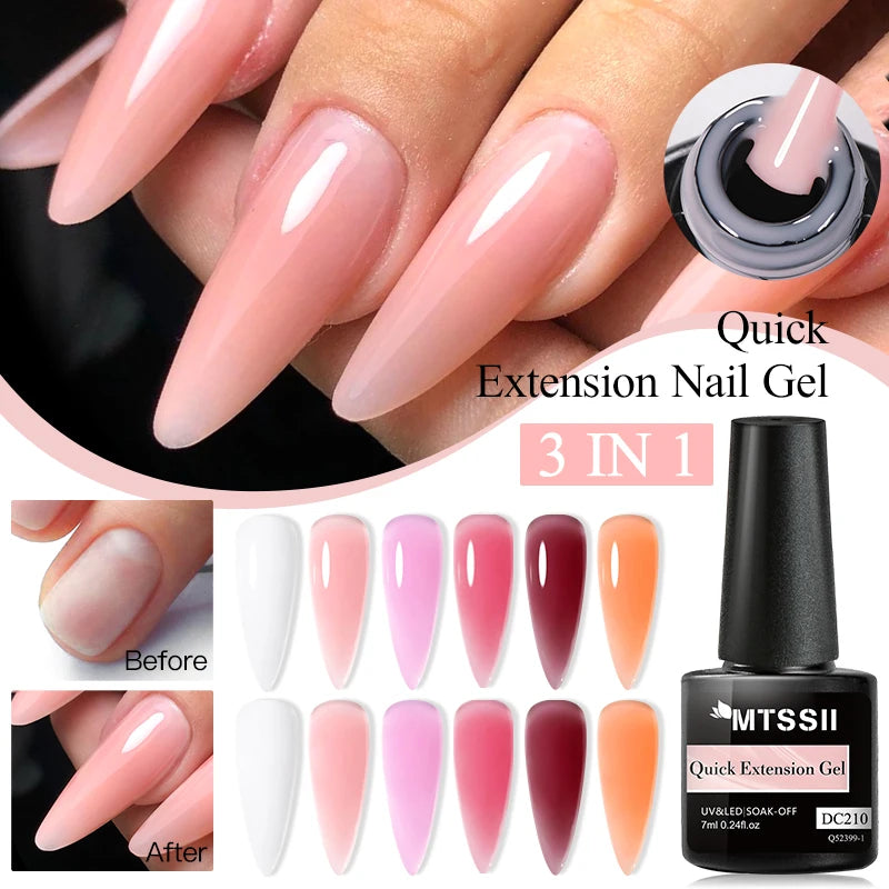 MTSSII 7ml Quick Extension Nail Polish Jelly Transparent Nude Pink Red Hard Gel  Quick Building Nail Art Gel Varnish For Nails
﻿