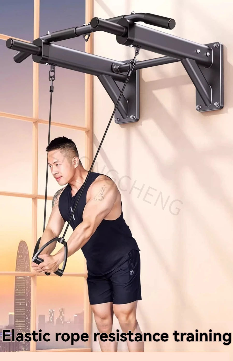 Horizontal Bar Household Indoor Wall Pull Up Device, Perforated Single Pole Lifting Ring, Home Fitness Equipment