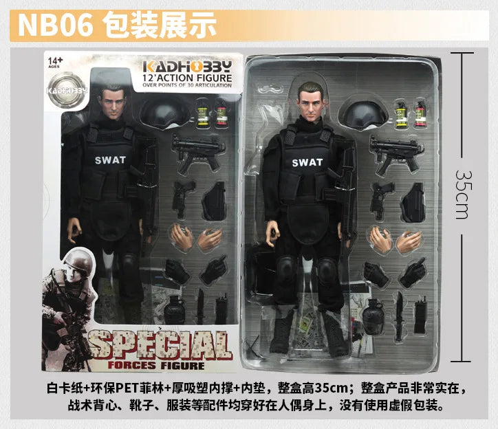 1/6 Action Figure Military Army 30cm Combat Swat Police Soldier With Gun Forces Model Toys
