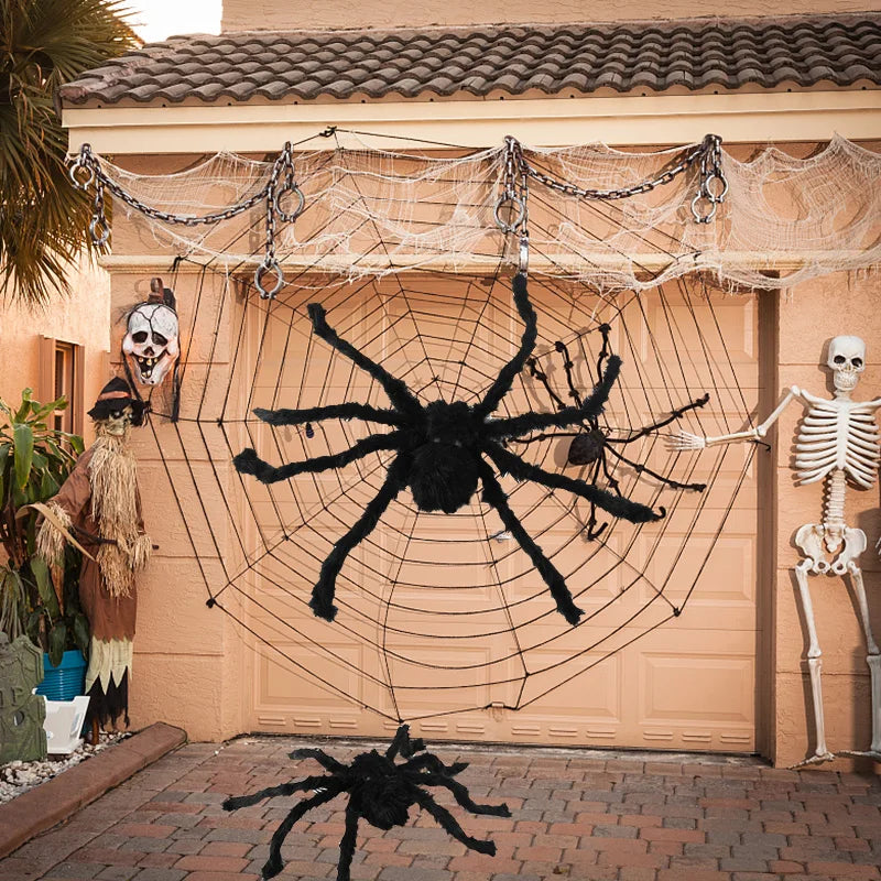 Halloween spider web simulation big black spider decoration bar scene layout props party decoration lawn scenery home decoration