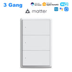 Manhot Matter WiFi Smart Wall Light Switch 1 2 3 4 Gangs with Neutral Wire Push  Physical Light Switches work with Homekit App