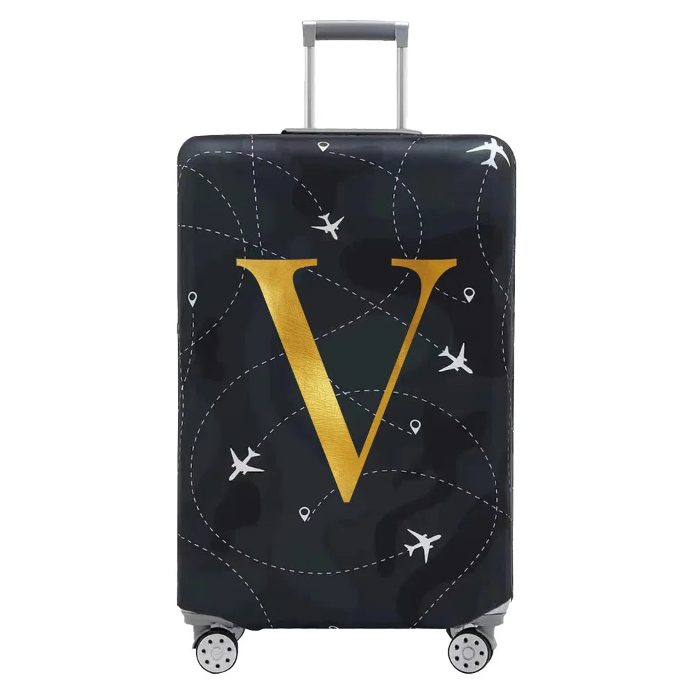 Luggage Compartment Protective Cover Letter Series Black Wear Resistant Fabric Dust Cover for18-32 Inch Travel Case Covers