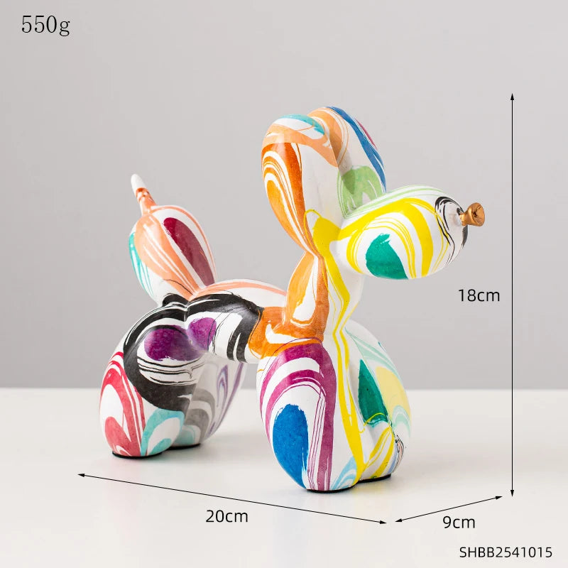 Art Graffiti Colorful Balloons Dog Sculpture Resin Statue Nordic Living Room Desk Ornament Figurines kids Gift Home Decoration
