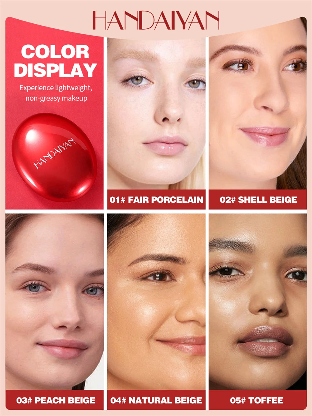 Air Cushion Foundation Light Natural Moisturizing Concealer Whitening Oil-control Women Base Long-lasting Makeup Korean Cosmetic