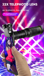 32x Professional Telescope Monocular HD Zoom Phone Lens Camera Telephoto With Tripod Metal Telescope For Tourism Camping