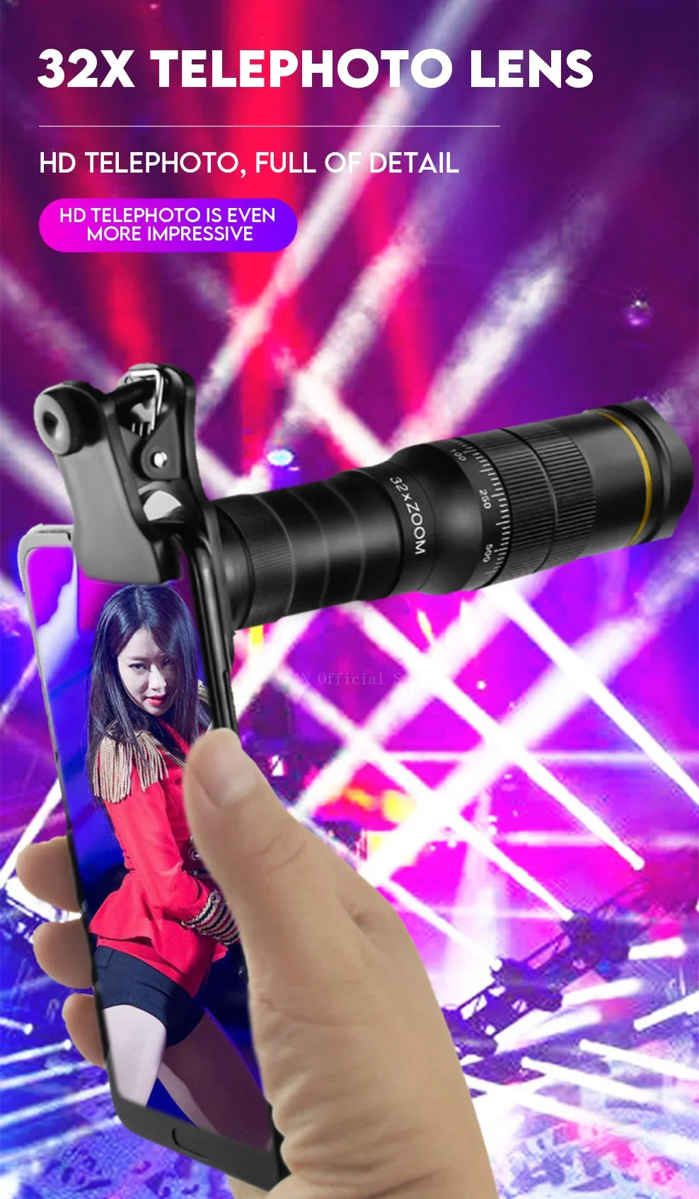 32x Professional Telescope Monocular HD Zoom Phone Lens Camera Telephoto With Tripod Metal Telescope For Tourism Camping