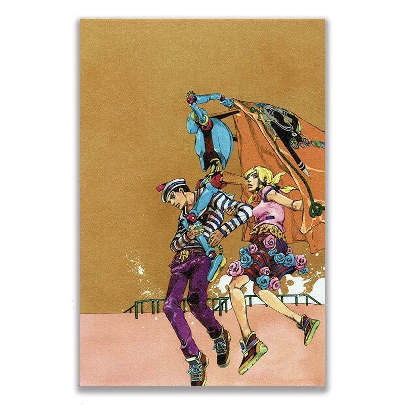 Anime JOJO Bizarre Adventure Retro Poster Canvas Wall Art Printing Waterproof Home Living Bed Room Bar Hallway Aesthetic Decor
