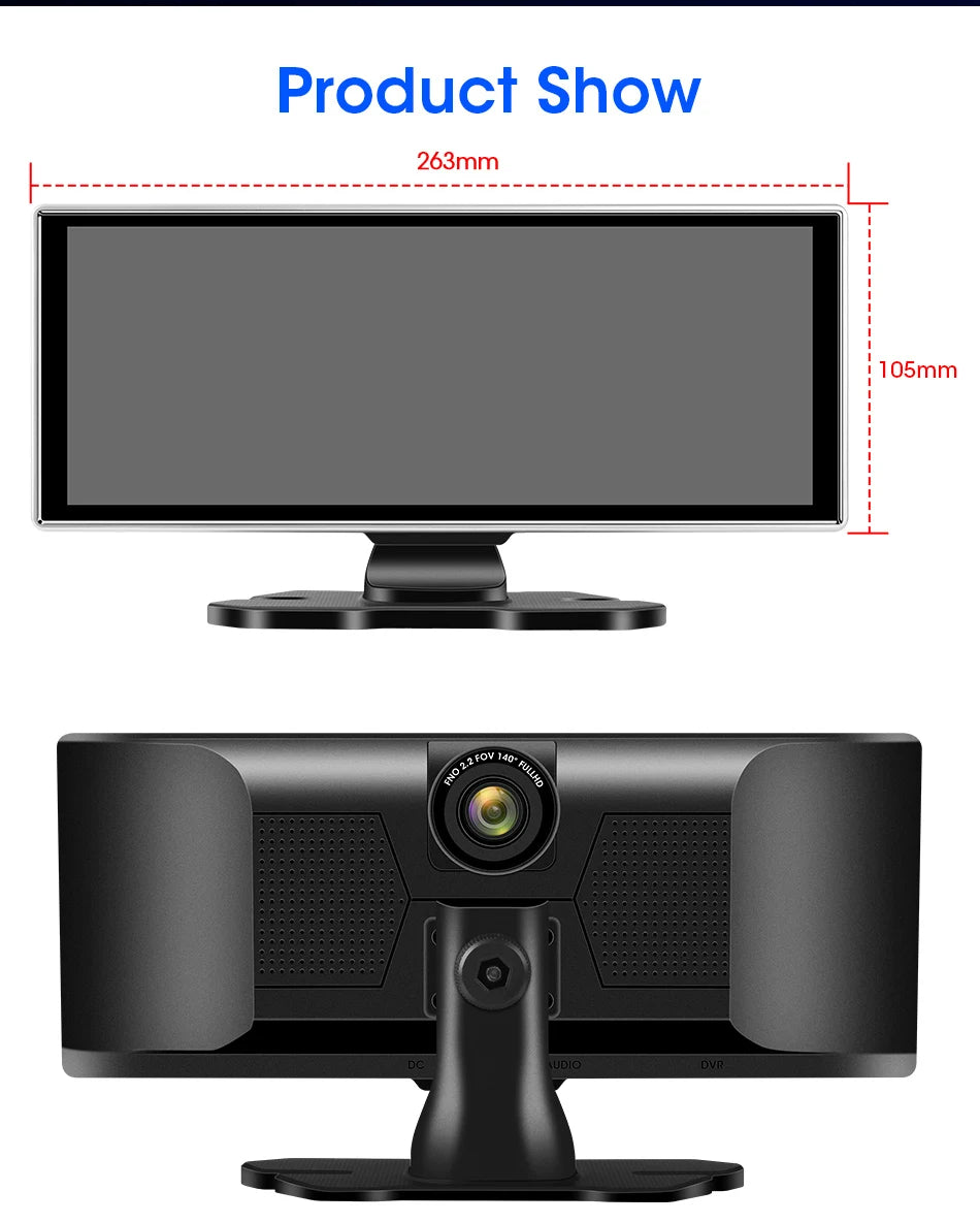 10/11.26 inch Dash Cam 4K Car DVR Wireless Carplay & Android Auto GPS Navigation Video Recorder Dashboard Dual Lens Wifi FM AUX