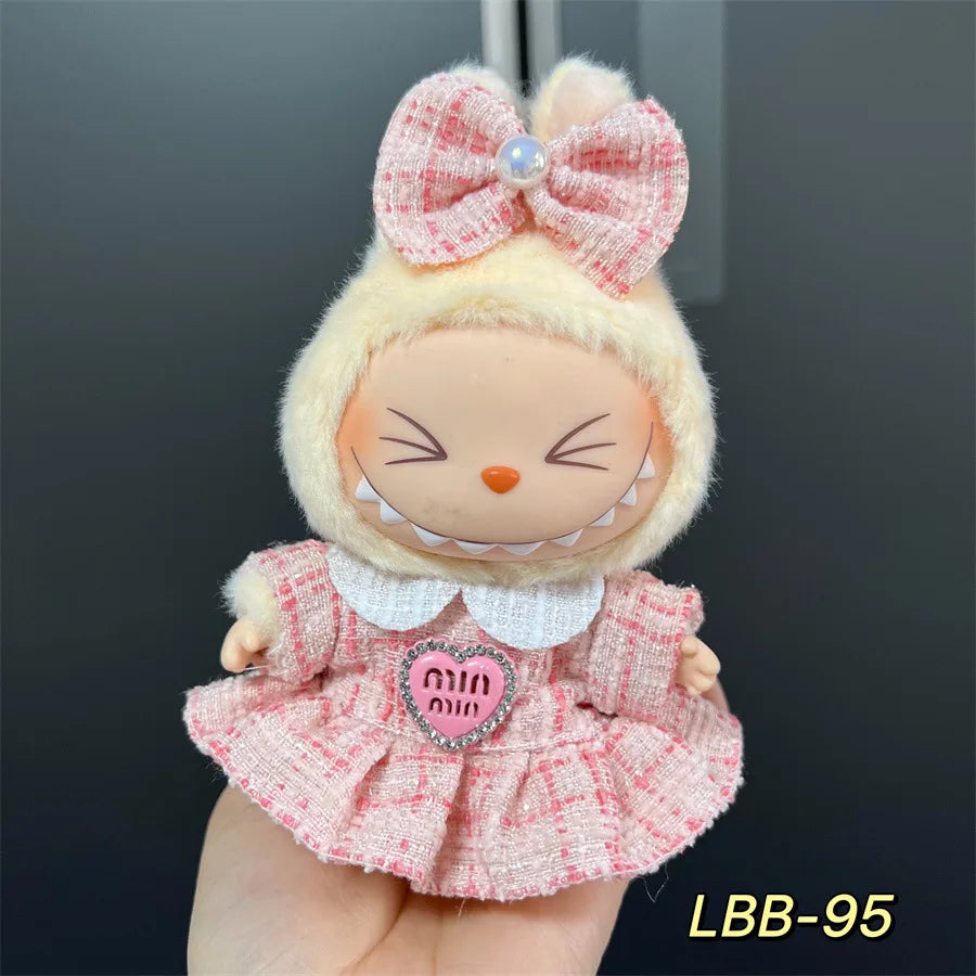 Cute Mini Plush Doll Clothes for 17cm Labubu Many Kinds of Overalls Clothes Accessories