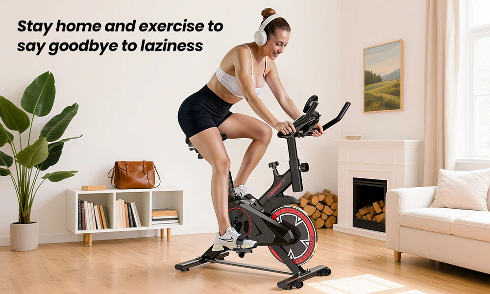 Formill QK101 Indoor Spin Bike Quiet Belt Drive Cardio Trainer with Electronic Display & Adjustable Resistance for Home Fitness