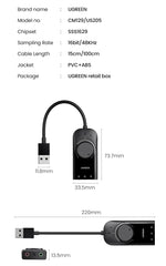 UGREEN Sound Card USB Audio Interface External 3.5mm Microphone Audio Adapter Soundcard for PC Laptop PS4 Headset USB Sound Card