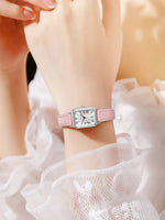 Fashion Rectangle Quartz Wrist Watch for Women Luxury Brand Roman Dial Leather Strap  Ladies Watches Clock