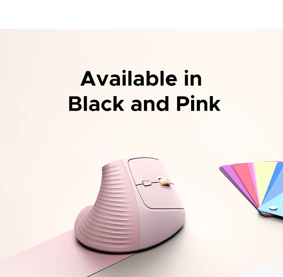 UGREEN Vertical Wireless Mouse 2.4G Ergonomic 4000DPI 6 Mute Buttons for MacBook Tablet Laptops Computer PC Mice Black Pink