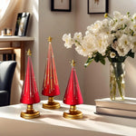 Table Christmas Tree 3 Pieces Christmas Sculpture Indoor Resin Star Tree Figurine For Home Room Winter Party Decorations Table