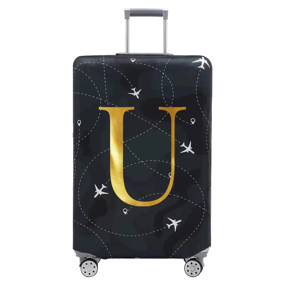 Luggage Compartment Protective Cover Letter Series Black Wear Resistant Fabric Dust Cover for18-32 Inch Travel Case Covers