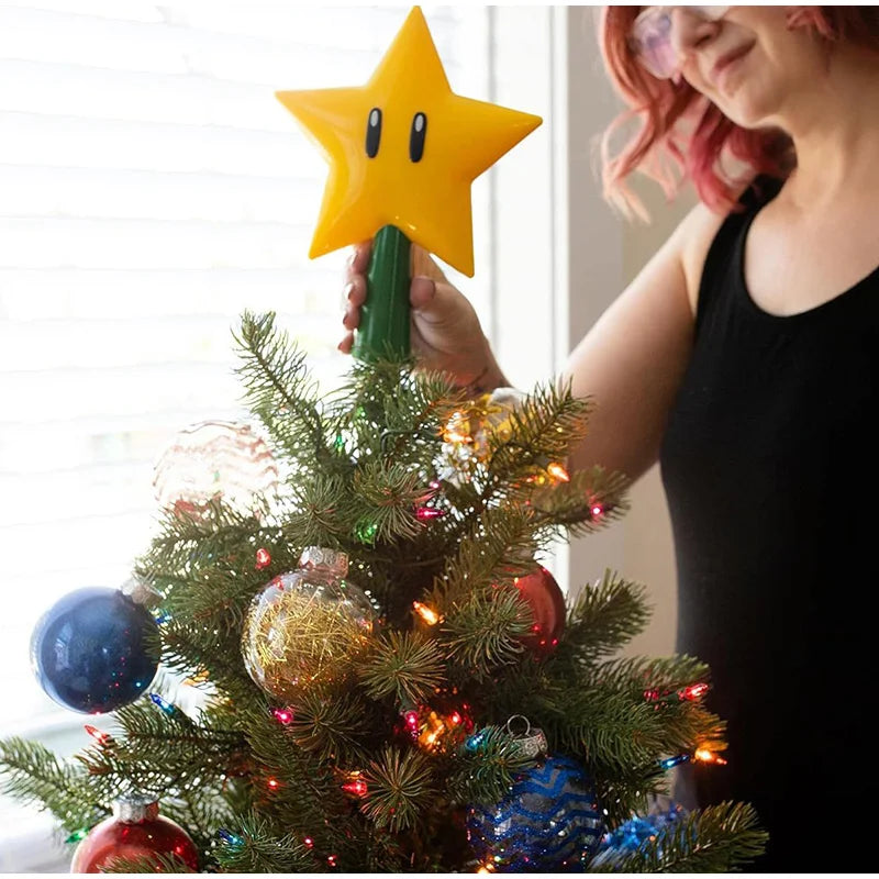 20CM Super Star Light Figure Handheld Christmas Tree Topper Decoration Star Pendant Peak Xmas Tree Top Desk Lamp For Gifts