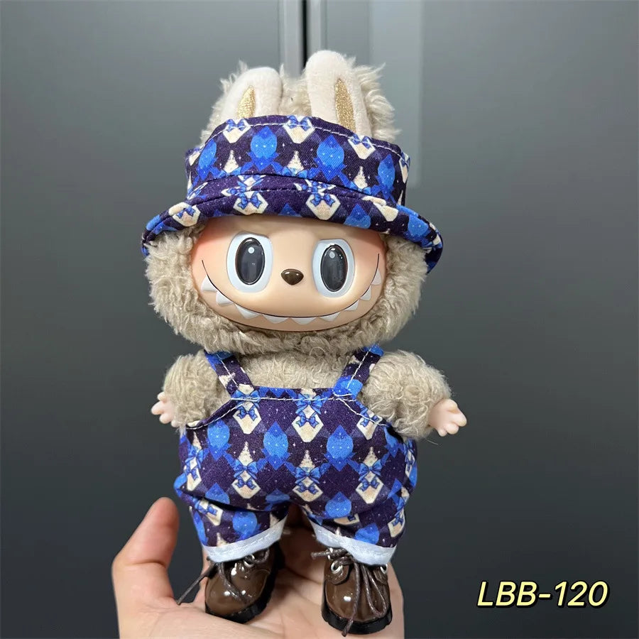 Cute Mini Plush Doll Clothes for 17cm Labubu Many Kinds of Overalls Clothes Accessories