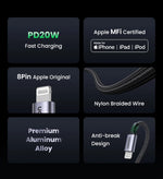 UGREEN MFi USB C to Lightning Cable PD20W Fast Charging for iPhone 14 13 12 Pro Max Mini Data Cable for iPhone for iPad