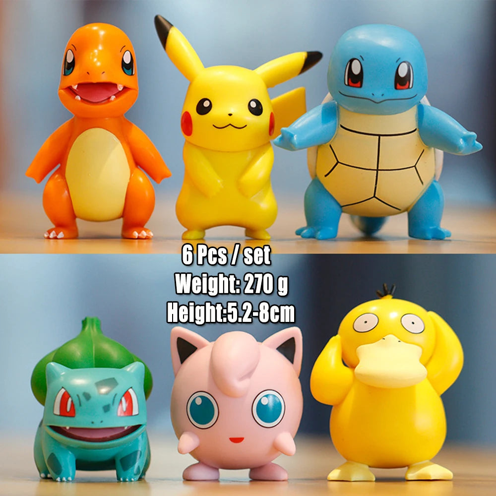 Hot Pokemon Anime Figures Pikachu Toys Model Charmander Psyduck Squirtle Jigglypuff Bulbasaur Kawaii Collect Dolls Kids Gift