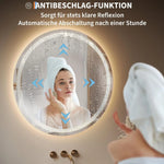 50/60cm Round LED Backlit Mirror Bathroom Vanity with Lights Anti-Fog Dimmable Smart Wall Mirror with Time and Touch Switch