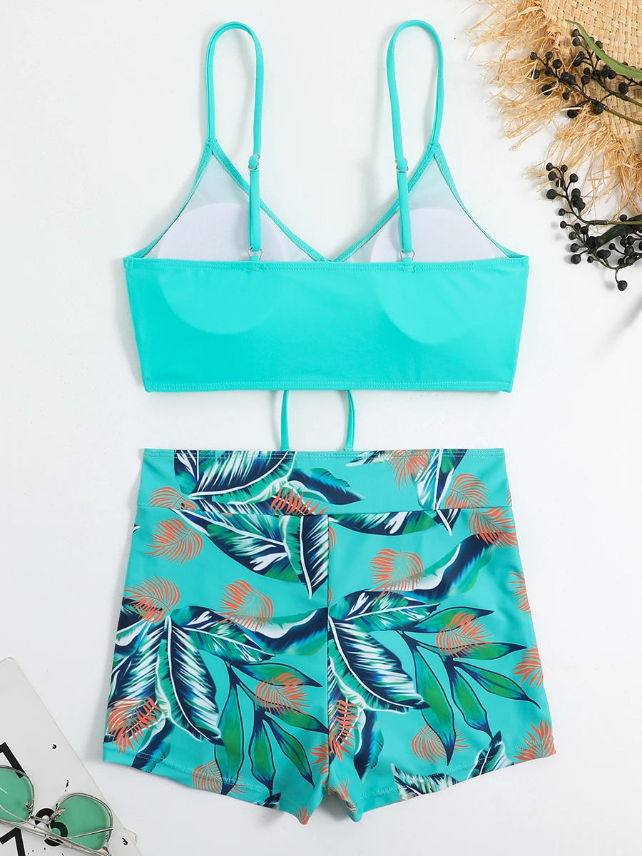 2025 High Waist Drawstring Front Bikini Set – Women's Swimsuit Swimwear Beachwear