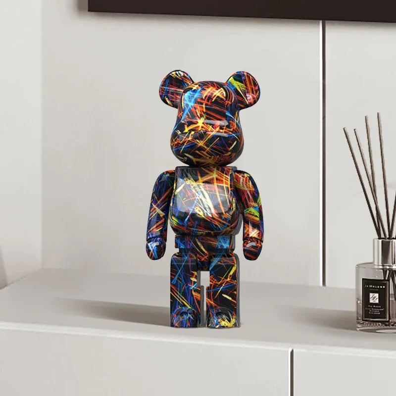 Graffiti Bear Figurine 27cm – Abstract Home Decor & Money Jar