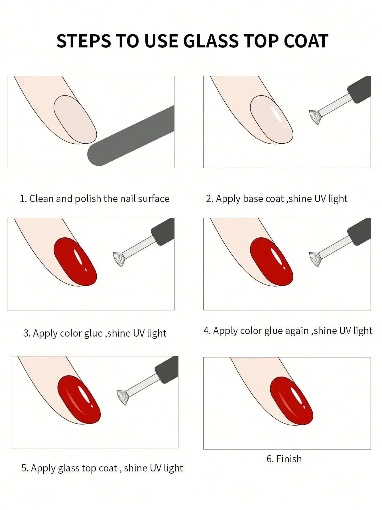 15ml Glass Top Coat Long Lasting Clear Rubber Top Coat LED UV Strengthen Nails High Gloss Top Finish Gel Nail Polish