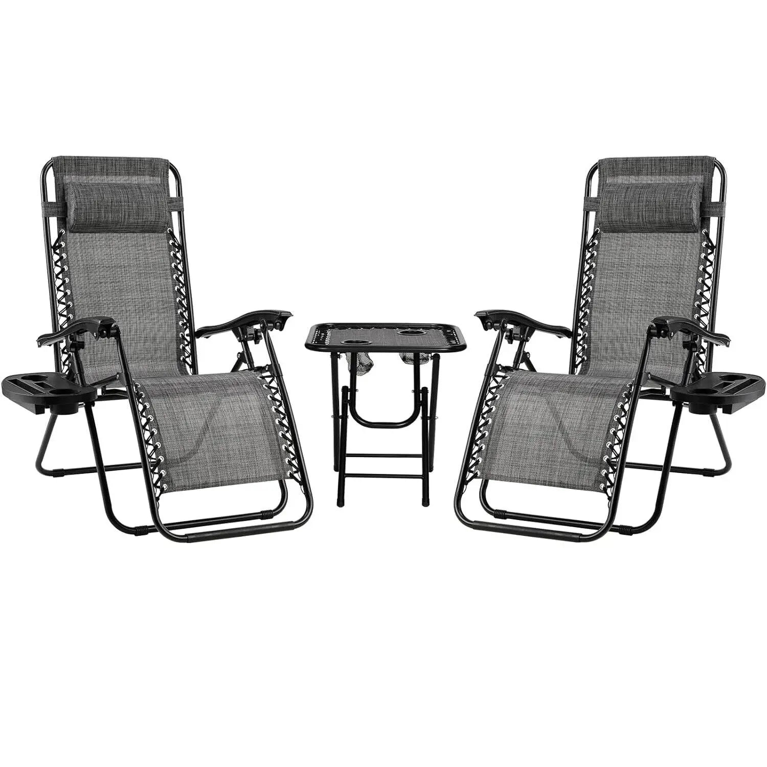 Homfa Folding Sun Lounger Set with Table