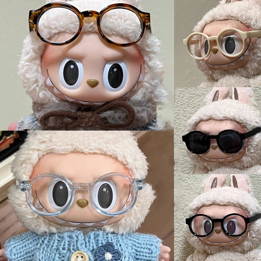 Labubu 6.5cm Transparent Plastic Glasses for 1/8 1/6 1/3 1/4 BJD for Labubu MSD SD Plush for EXO Doll Sunglasses