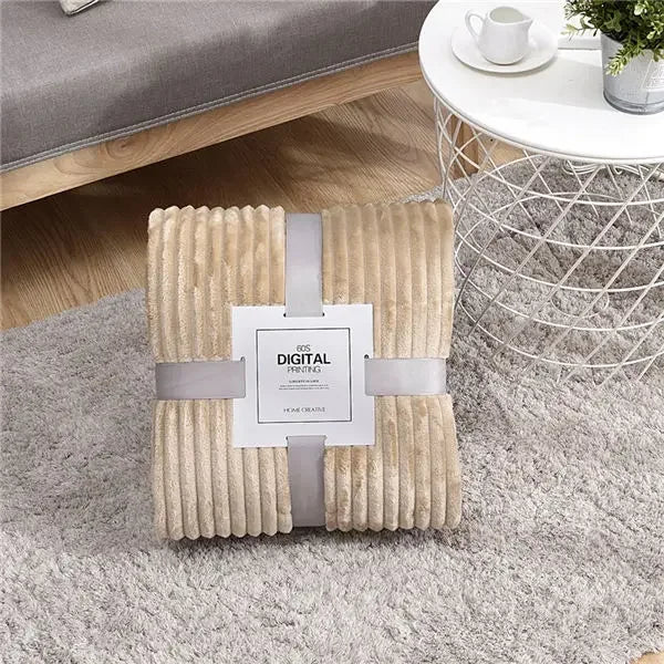 Striped Flannel Blankets For Beds Solid Pink Blue Color Soft Warm Mink Throw Sofa Cover Bedspread Beach Airplane Travel Blankets