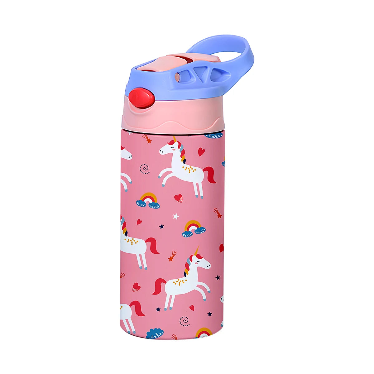 12OZ/350ml Cartoon Pattern Thermos Cup Stainless Steel Insulated Bottle Children Thermos Kettle Outdoor Portable Handheld Cup